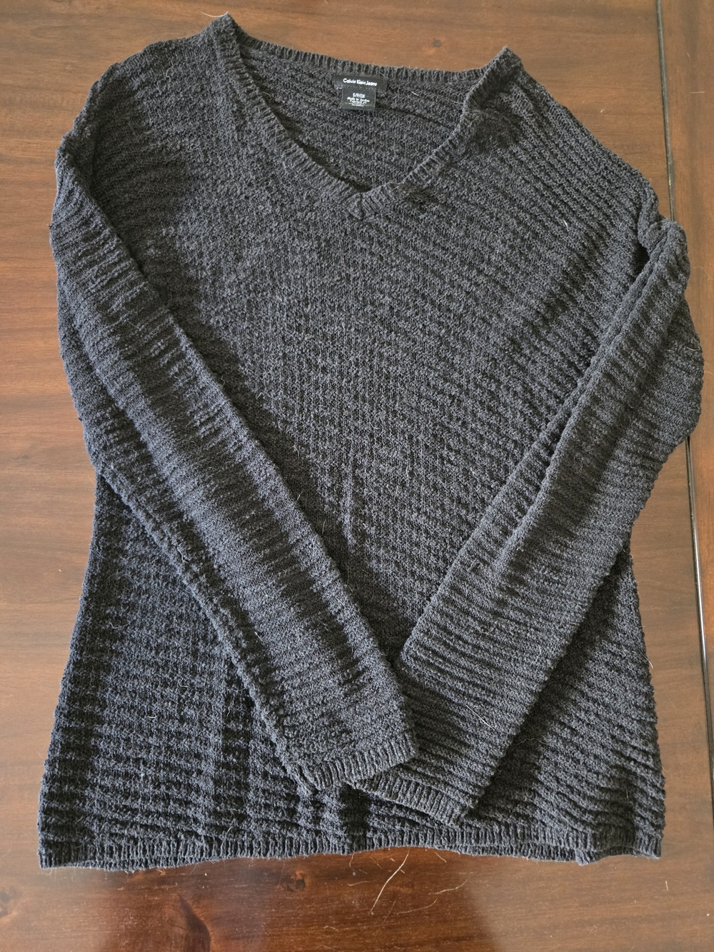 Calvin Klein Jeans Black Textured V-Neck Pullover